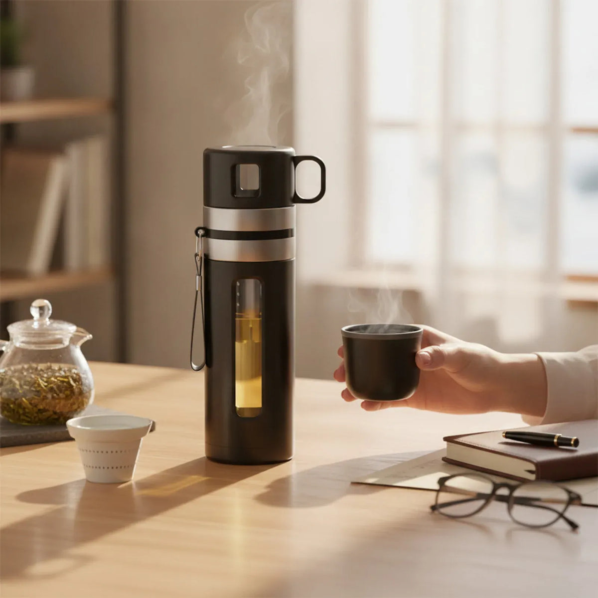 Bouteille Thé Verre Borosilicate 520ml Noir