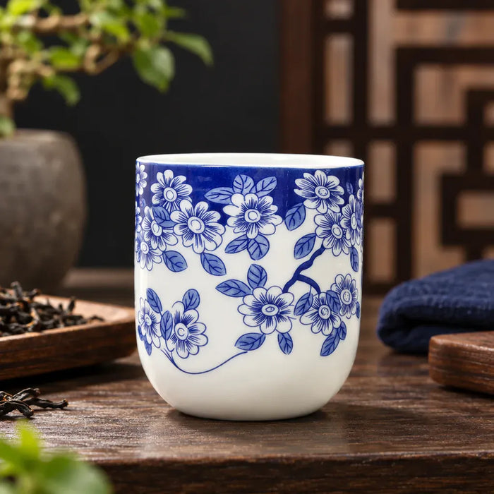 Théière Tasse à Thé Bleu Cobalt – Motif Géométrique
