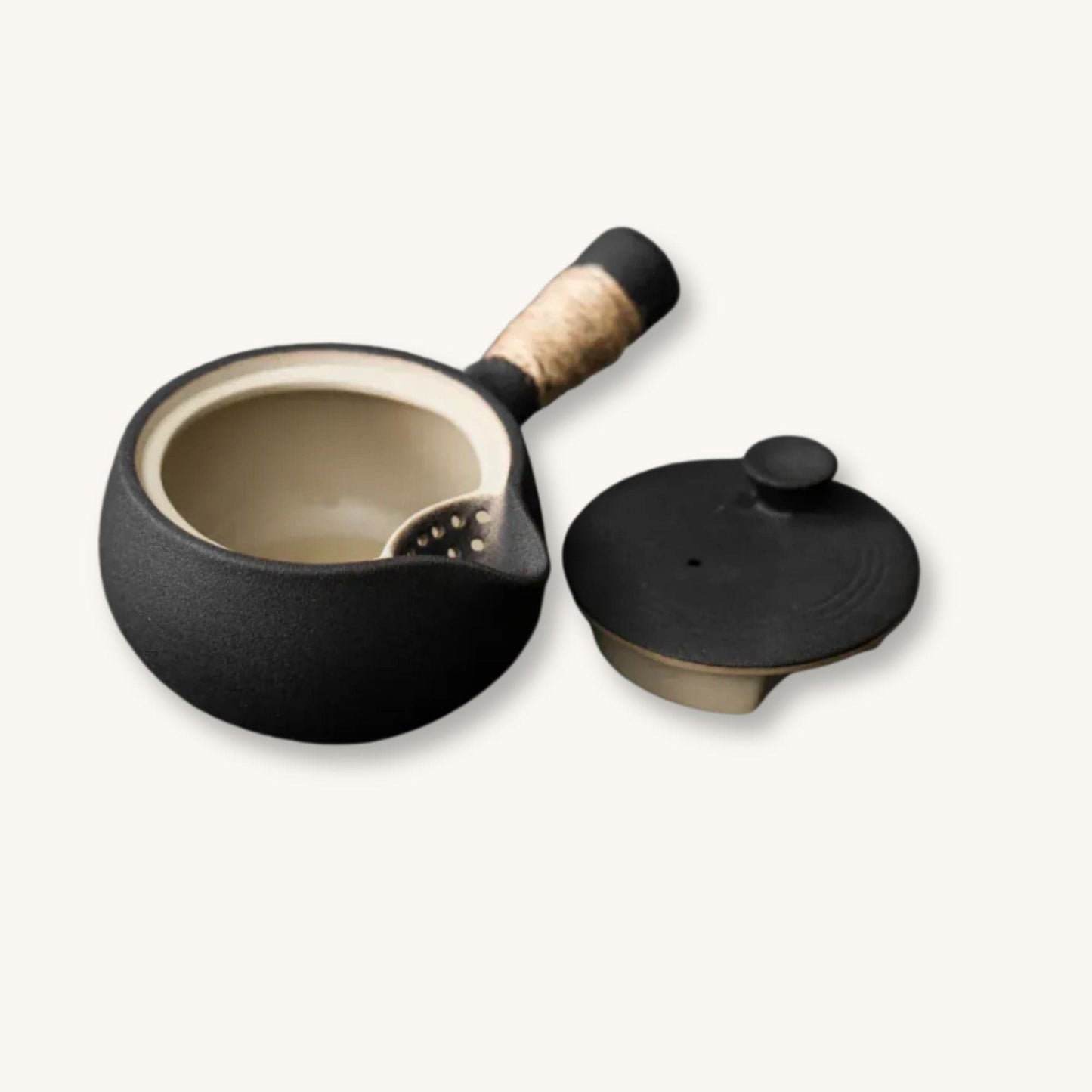 Japanese Style Rough Pottery Side Handle Teapot Large Capacity Portable Tea Pot with Handle Handmade Teaware Kung Fu Tea Sets