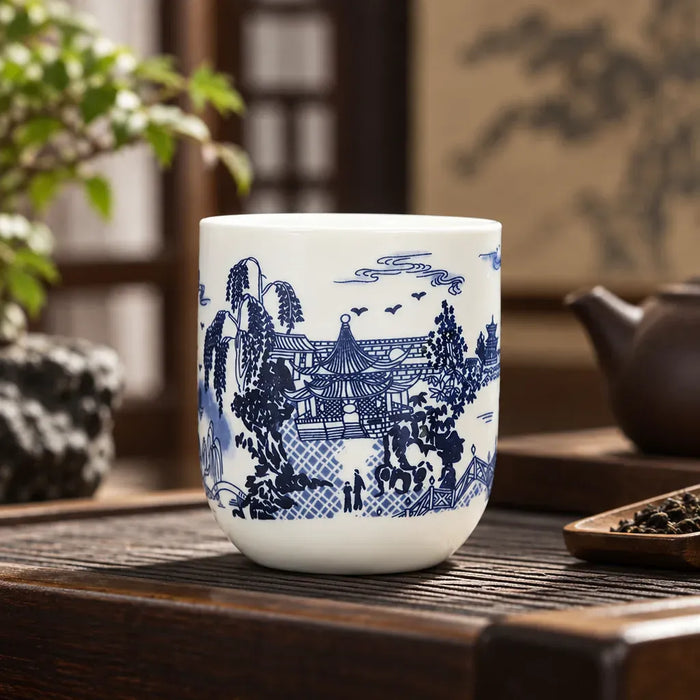 Théière Tasse à Thé Porcelaine Bleue – Motif Chinois Traditionnel