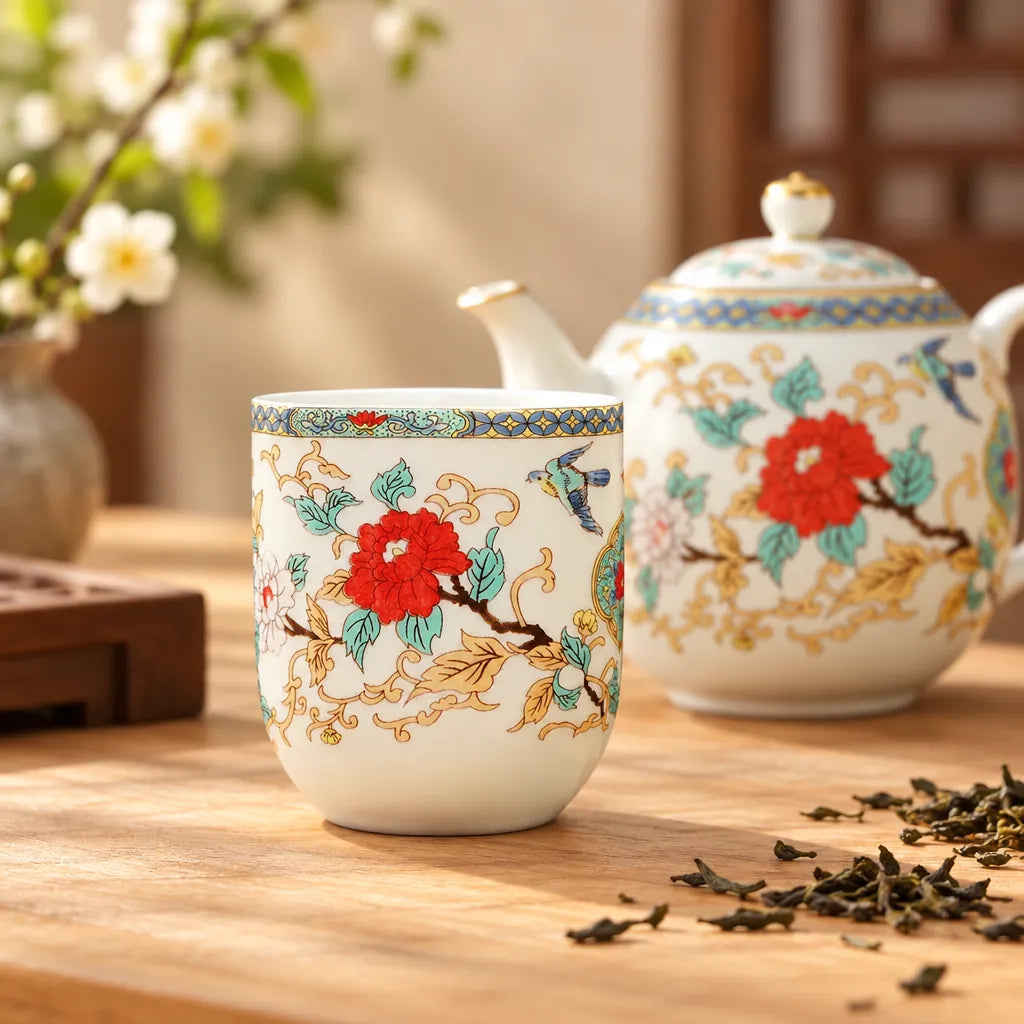 Tasses à Thé Chinoises Fleurs, Lot de 2 | Tea Pot World