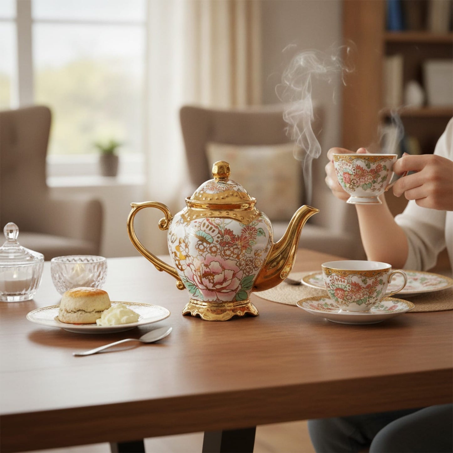 Théière Théière Anglaise en Porcelaine : Service Luxe & Grande Élégance