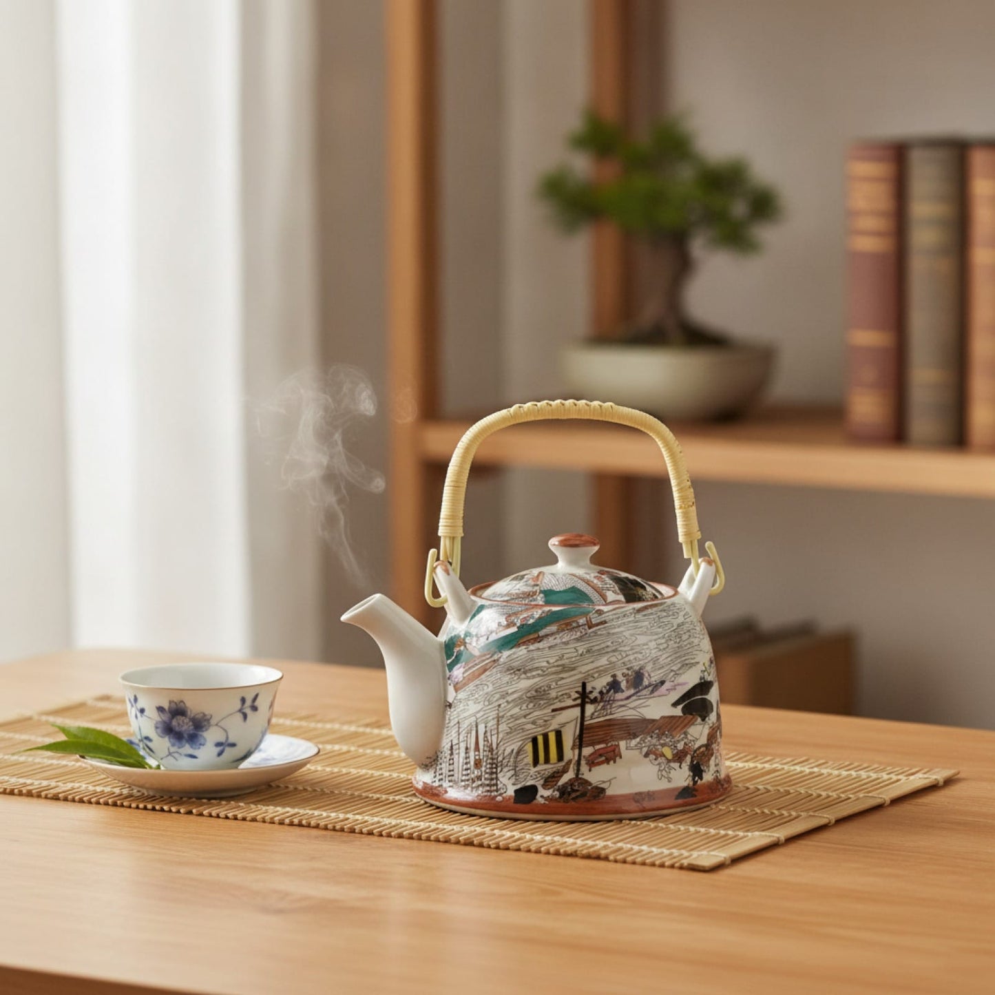 Théière Théière Chinoise en Porcelaine : Motif Paysage pour une Ambiance Zen
