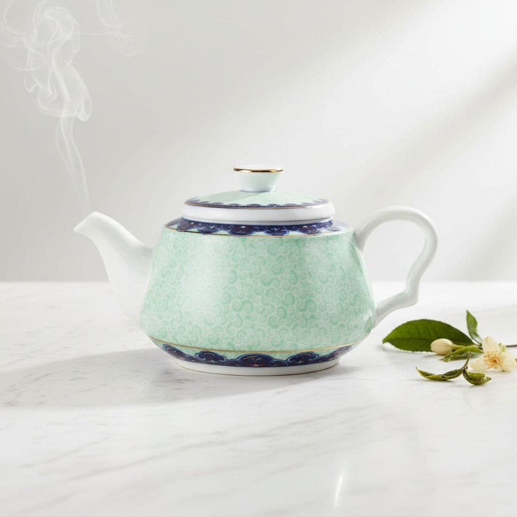 Théière Théière en Porcelaine Bleue et Blanche Brise d'Asie - Design Oriental Élégant