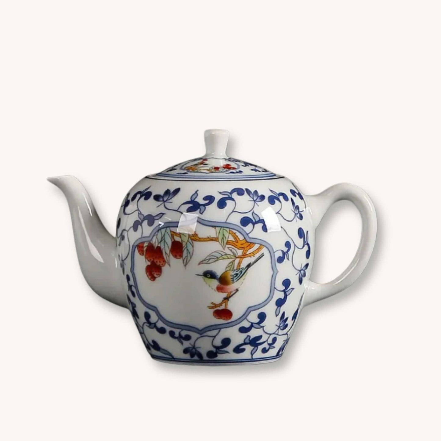 Théière en porcelaine bleue et blanche – Style chinois | Lotus Impérial