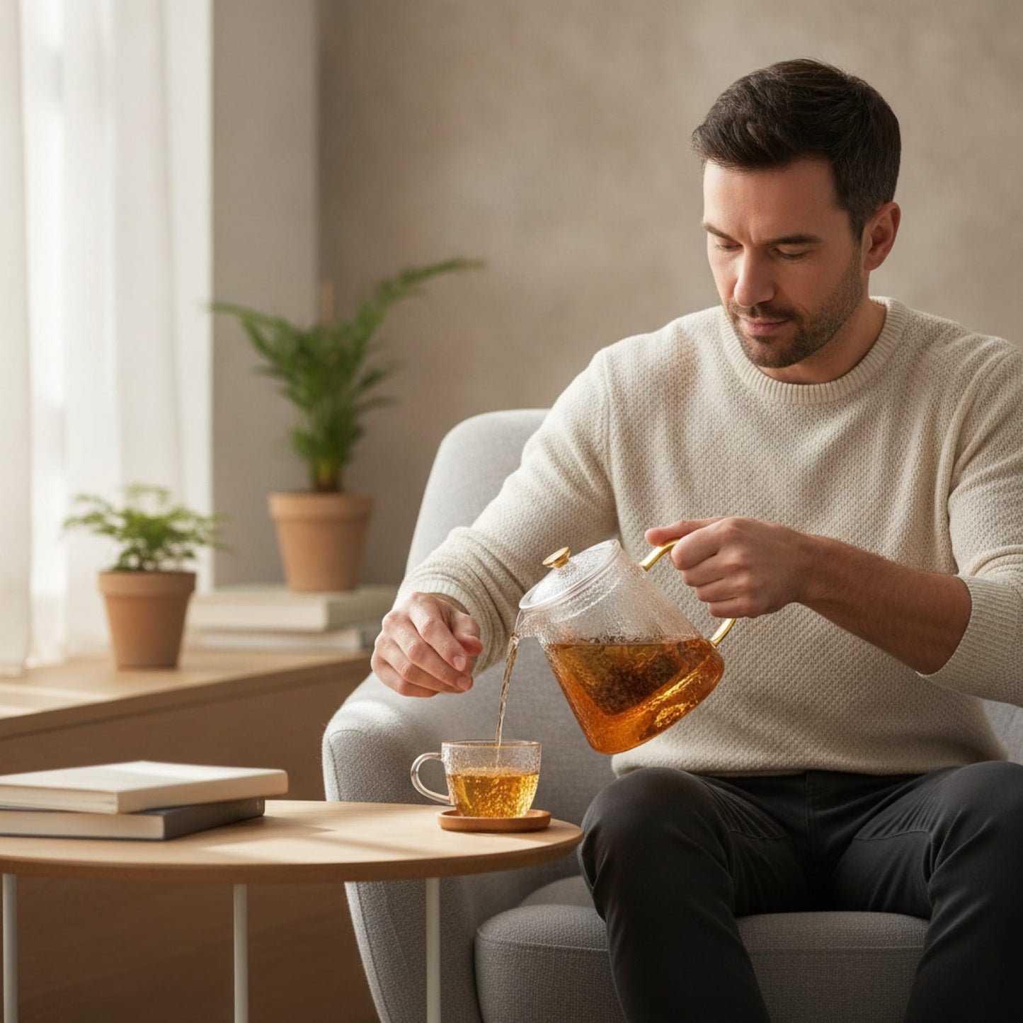 Théière Théière en Verre Ambré avec Infuseur - Idéale pour Thé en Vrac (450ml & 600ml)