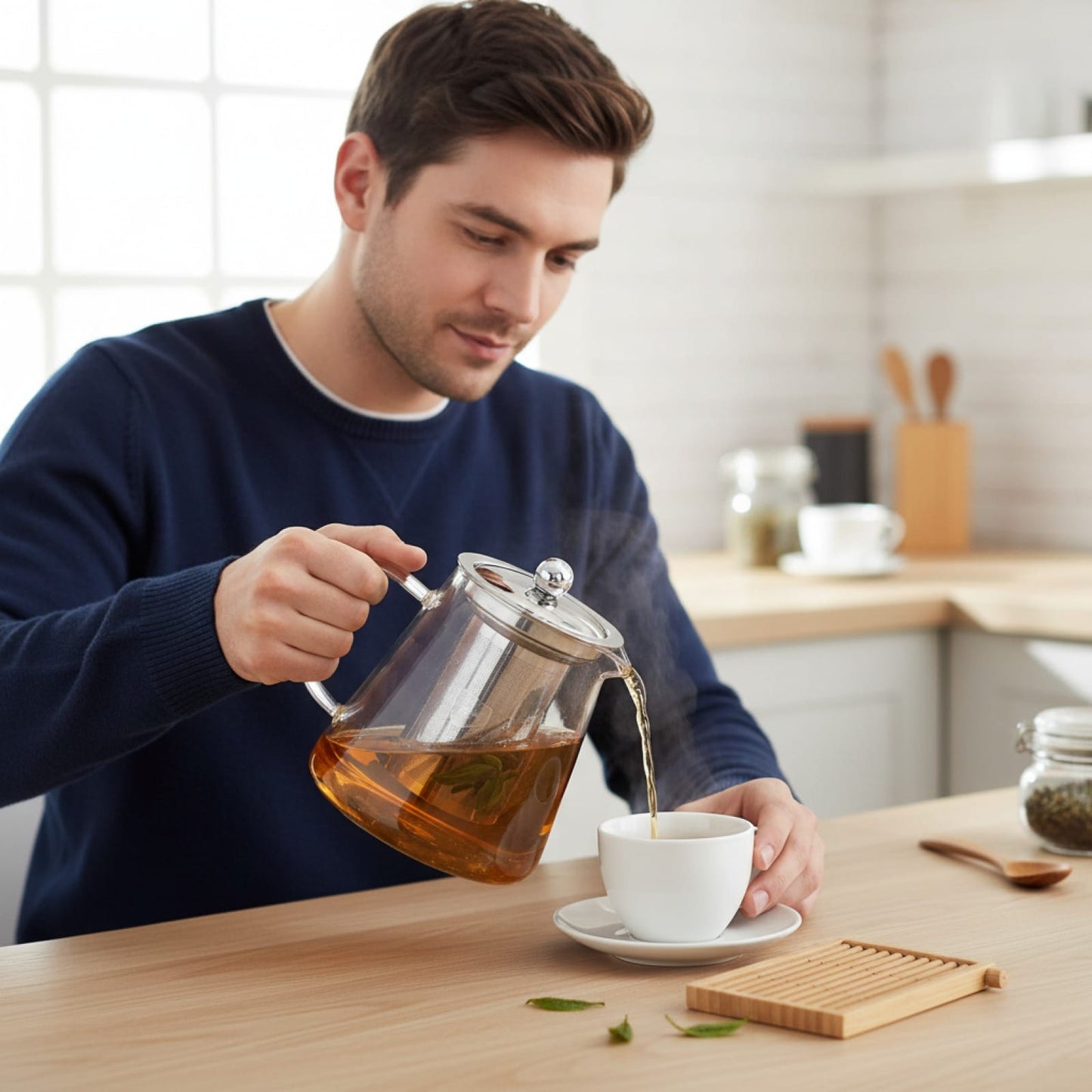 Théière Théière en verre borosilicate avec filtre inox