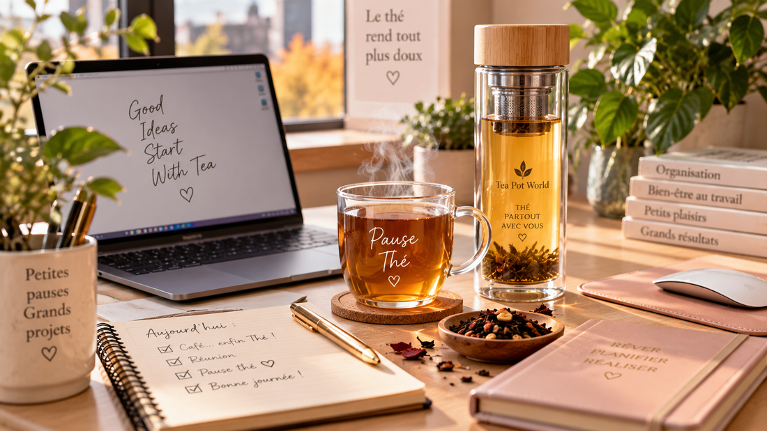 préparer son thé au bureau pour une pause au travail