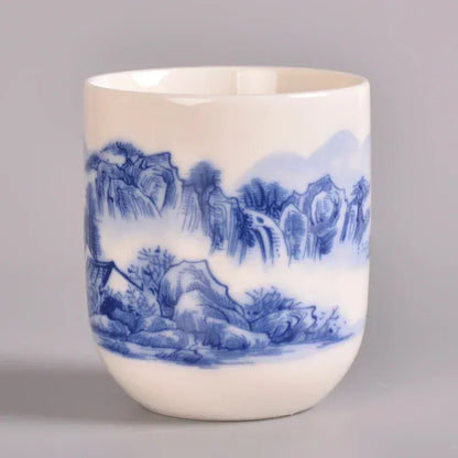 Théière Ensemble de 2 Tasses à Thé – Motif Vagues Bleu et Blanc
