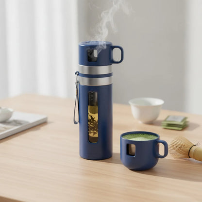 Bouteille Infuseur Thé & Fruits Verre Borosilicate 520ml Bleu