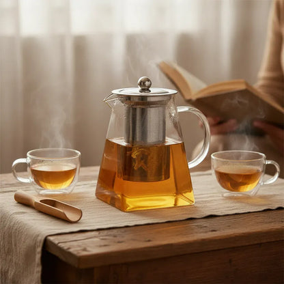 Théière Coffret Théière Verre & Tasses : Partage & Élégance