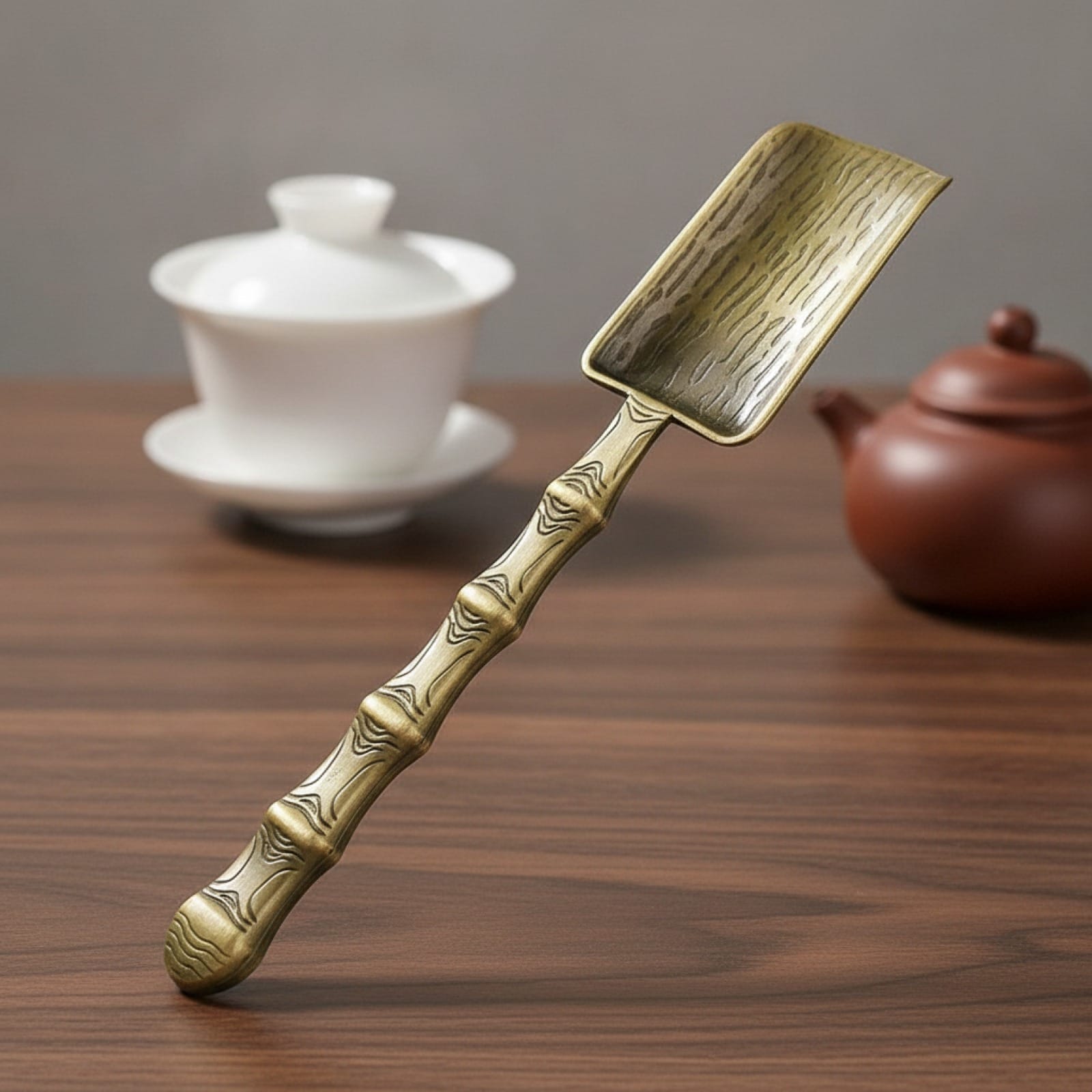 Théière Cuillère à Thé Forme Pelle Style Chinois Rétro en Alliage de Zinc - Accessoire Kung Fu Thé