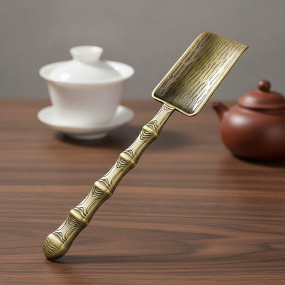Théière Cuillère à Thé Forme Pelle Style Chinois Rétro en Alliage de Zinc - Accessoire Kung Fu Thé