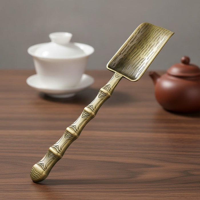 Théière Cuillère à Thé Forme Pelle Style Chinois Rétro en Alliage de Zinc - Accessoire Kung Fu Thé