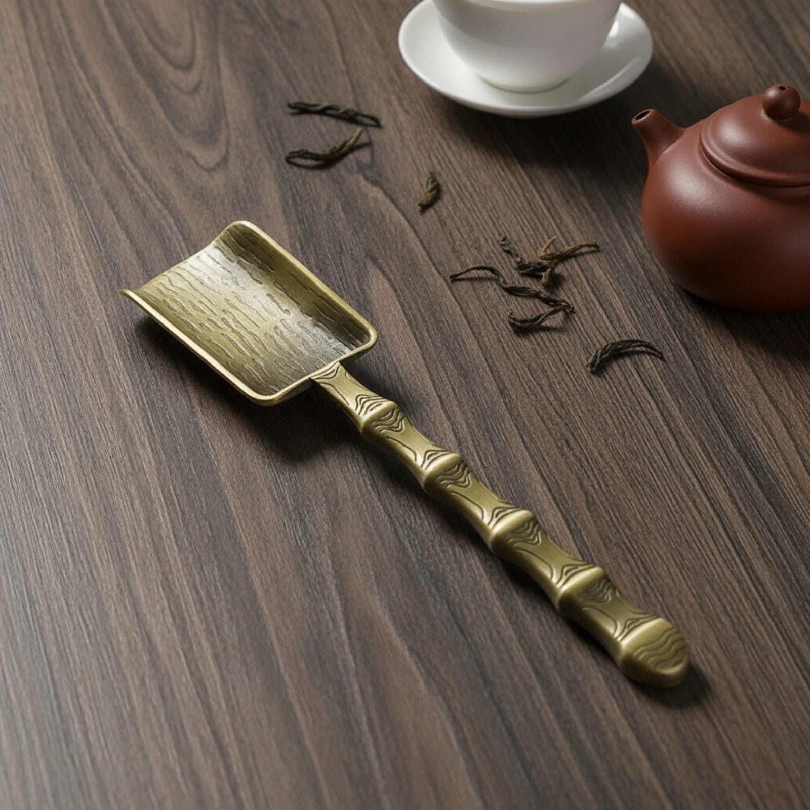 Théière Cuillère à Thé Forme Pelle Style Chinois Rétro en Alliage de Zinc - Accessoire Kung Fu Thé