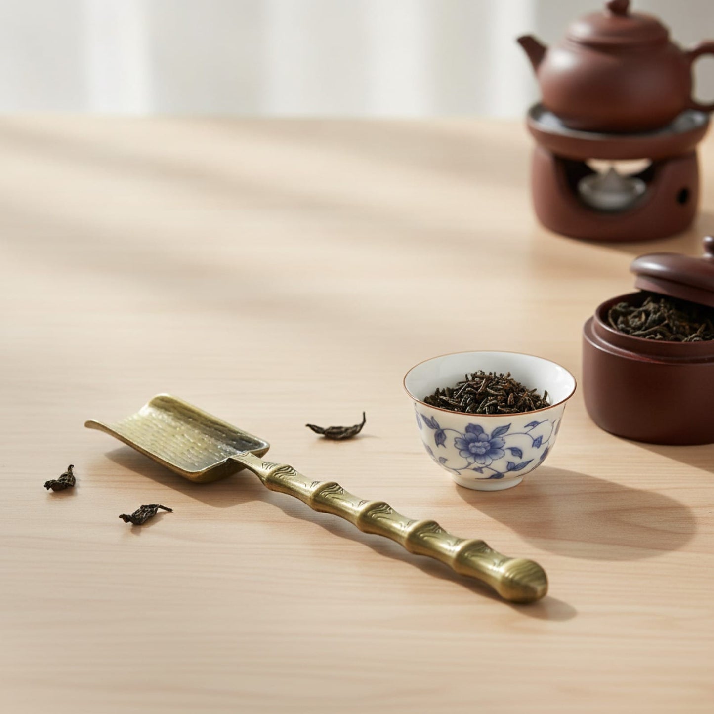 Théière Cuillère à Thé Forme Pelle Style Chinois Rétro en Alliage de Zinc - Accessoire Kung Fu Thé