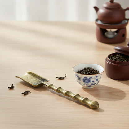 Théière Cuillère à Thé Forme Pelle Style Chinois Rétro en Alliage de Zinc - Accessoire Kung Fu Thé