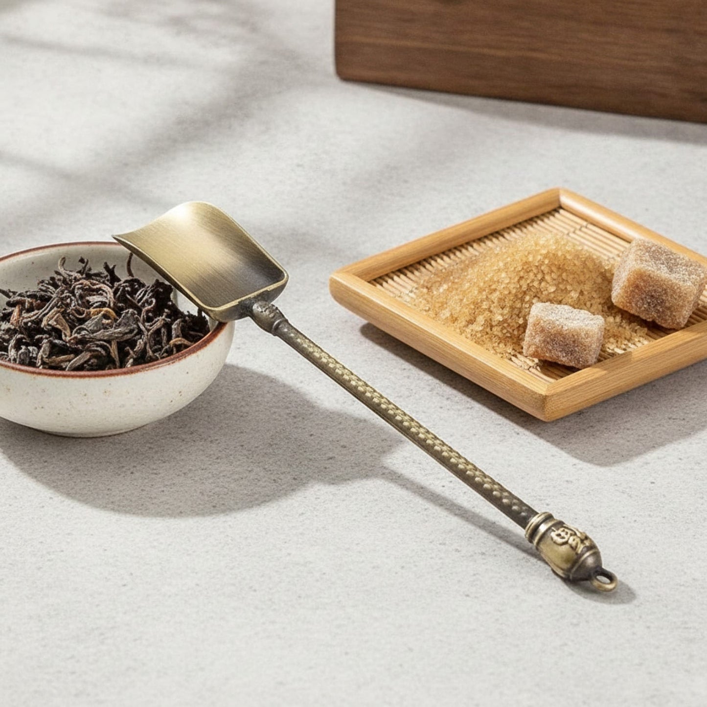 Théière Cuillère à thé forme pelle, style chinois rétro, en cuivre pour thé en vrac - Accessoire de cuisine pour thé Kung Fu