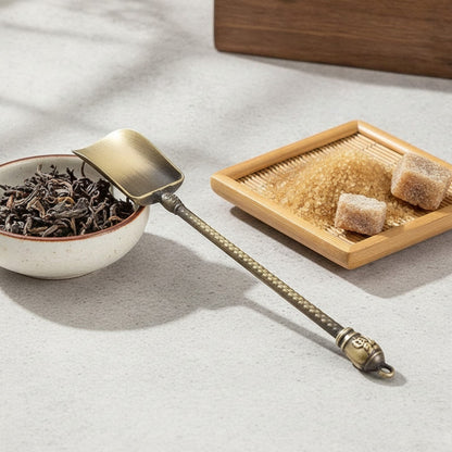 Théière Cuillère à thé forme pelle, style chinois rétro, en cuivre pour thé en vrac - Accessoire de cuisine pour thé Kung Fu