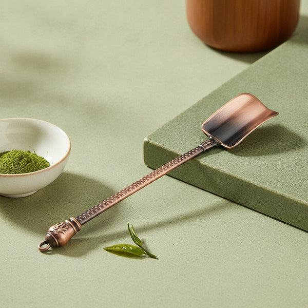 Théière Cuillère à Thé Shovel Style Rétro Chinois en Alliage de Zinc - Accessoire pour Thé