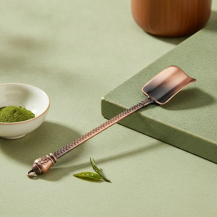 Théière Cuillère à Thé Shovel Style Rétro Chinois en Alliage de Zinc - Accessoire pour Thé