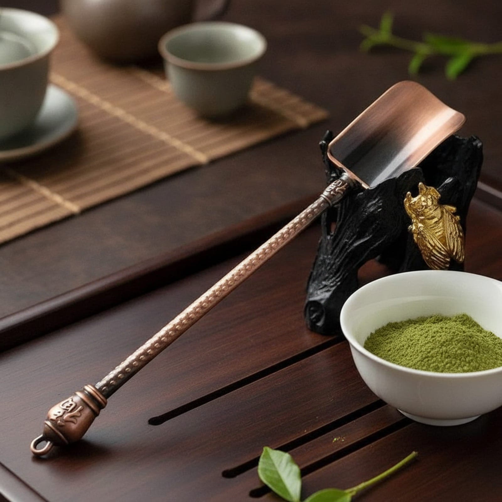 Théière Cuillère à Thé Shovel Style Rétro Chinois en Alliage de Zinc - Accessoire pour Thé