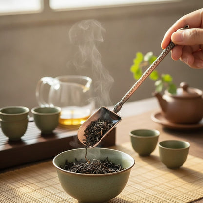 Théière Cuillère à Thé Shovel Style Rétro Chinois en Alliage de Zinc - Accessoire pour Thé