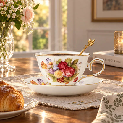 Théière Ensemble Tasse à Thé avec Soucoupe et Cuillère