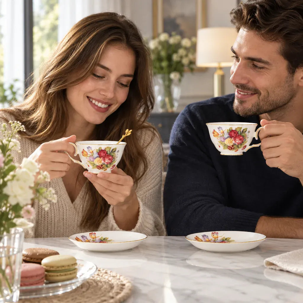 Théière Ensemble Tasse à Thé avec Soucoupe et Cuillère