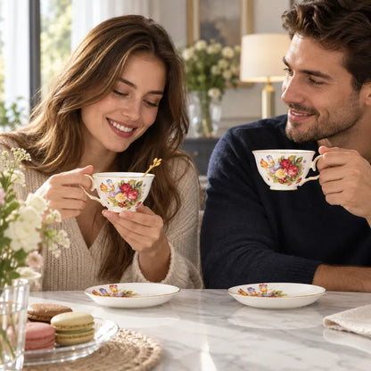 Théière Ensemble Tasse à Thé avec Soucoupe et Cuillère