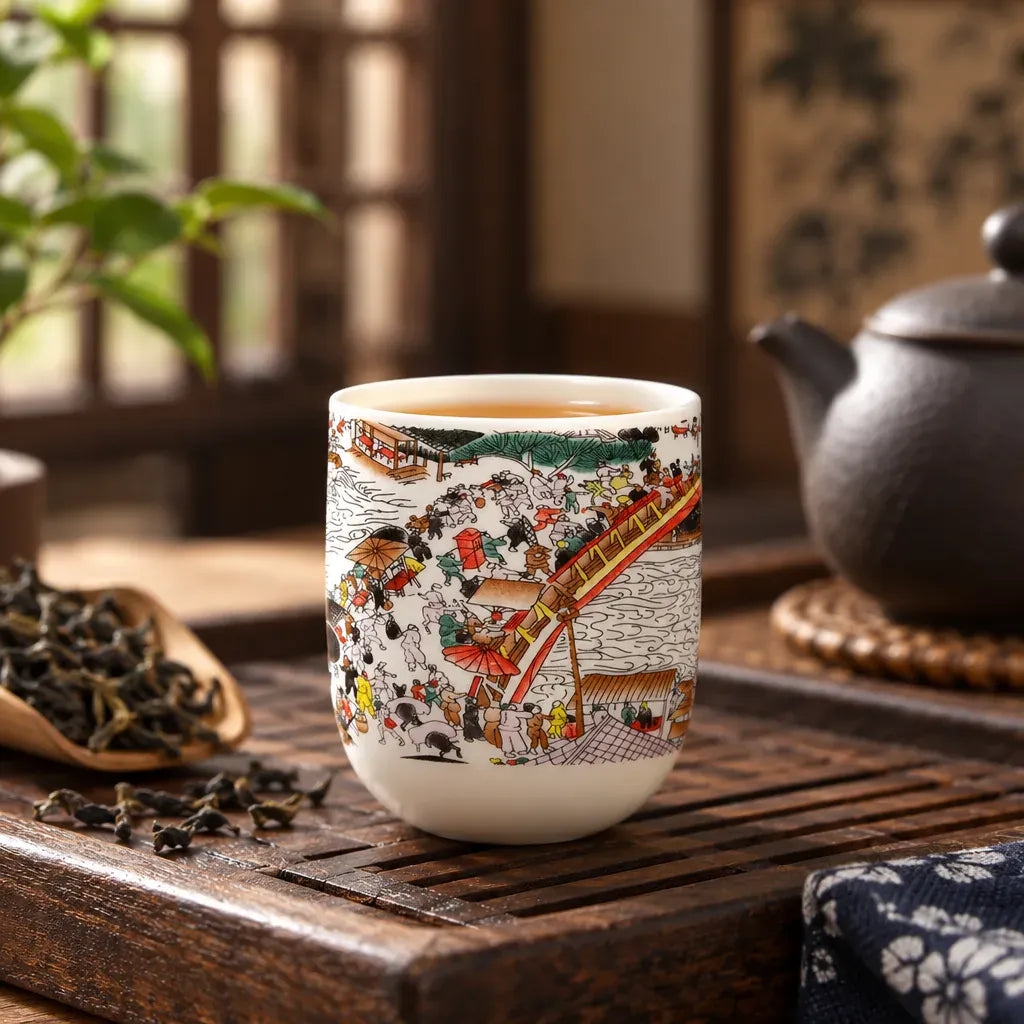 Théière Tasse à Thé Style Chinois – Peinture Florale Colorée