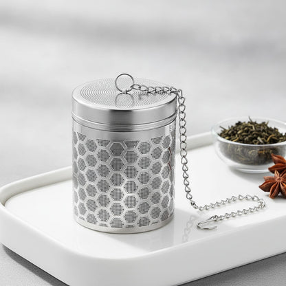 Théière Infuseur à thé Simbuid en acier inoxydable avec chaîne, filtre fin pour feuilles de thé et épices