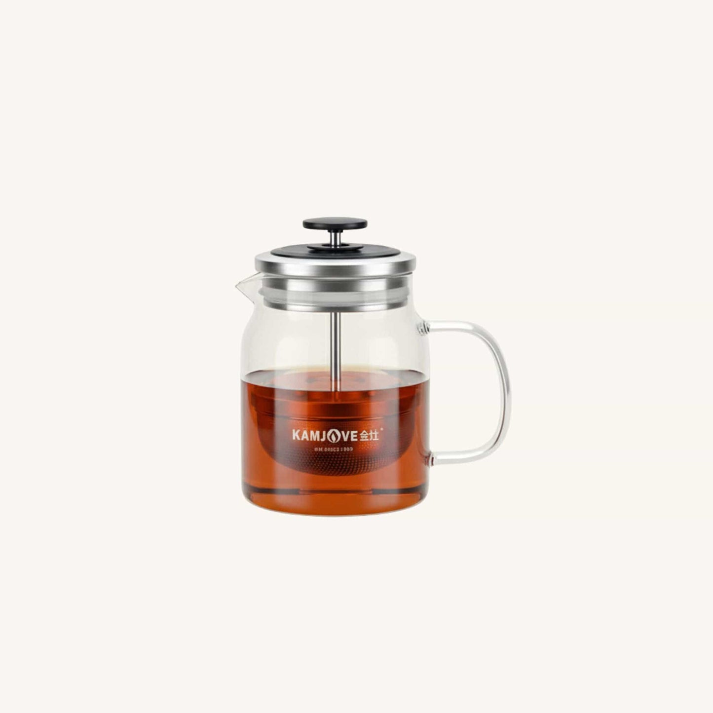 KAMJOVE Heat-Resistant Glass Tea Kettle with Infuser,Tea Pot with Separation Kettle Press Pu 'er Pot,304 Stainless Steel Filter