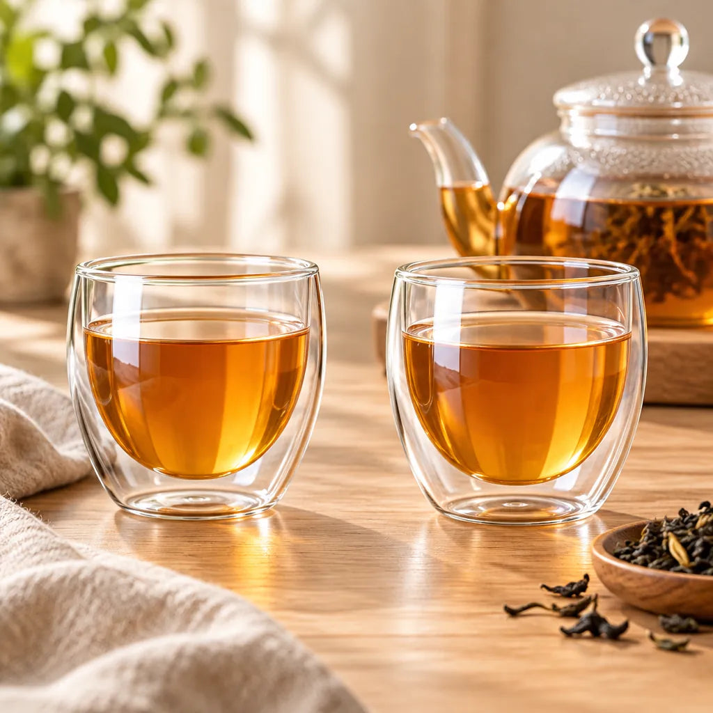 Lot de 2 Tasses à Thé en Verre Double Paroi 250 ml