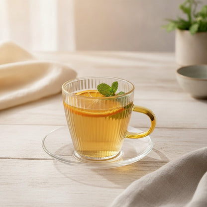 Théière Set de 2 tasses à thé en verre - Design élégant