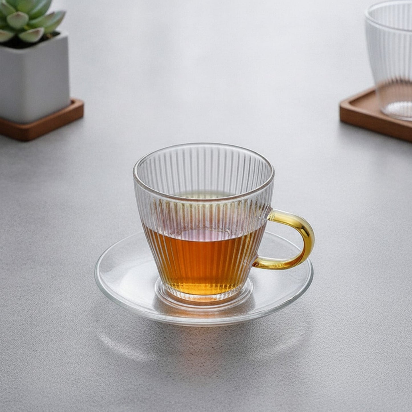 Théière Set de 2 tasses à thé en verre - Design élégant