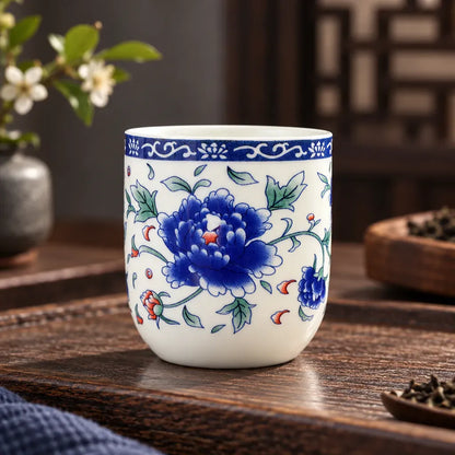 Théière Tasse à Thé Chinoise Bleu Cobalt – Fleur Centrale
