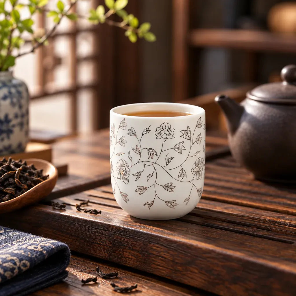 Théière Tasse à Thé en Céramique – Motif Bleu Délicat