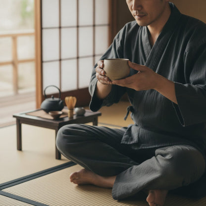 Théière Tasse à Thé Japonaise Faite Main en Grès - Style Ancien pour Cérémonie du Thé