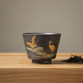 Théière Tasse à Thé Japonaise "Grue" 100ml - Céramique Faite Main, Style Rétro