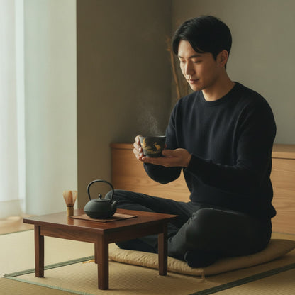 Théière Tasse à Thé Japonaise "Grue" 100ml - Céramique Faite Main, Style Rétro