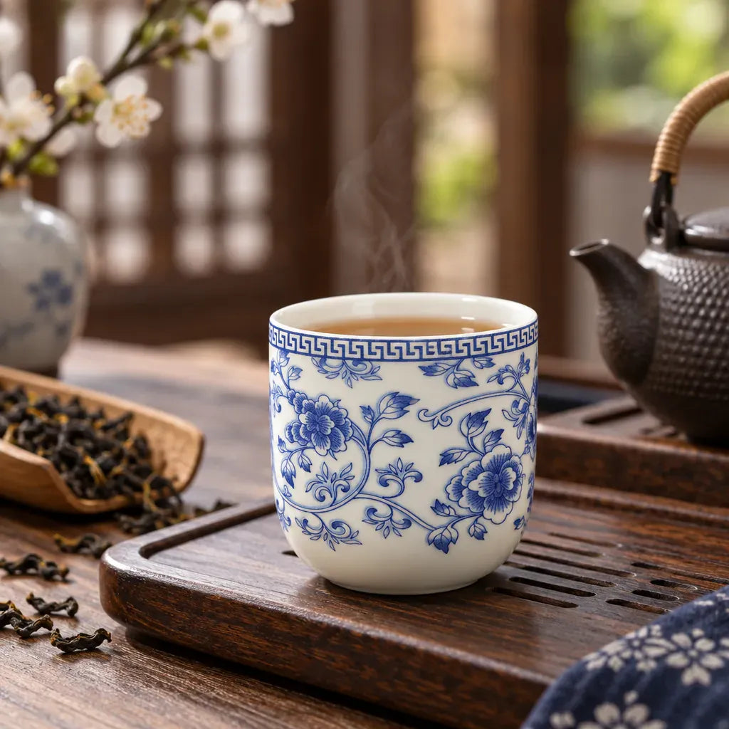 Théière Tasse à Thé Porcelaine Bleue – Fleurs Bleues