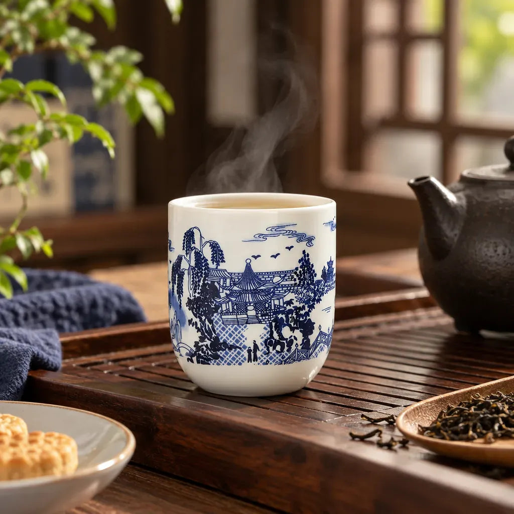 Théière Tasse à Thé Porcelaine Bleue – Motif Chinois Traditionnel
