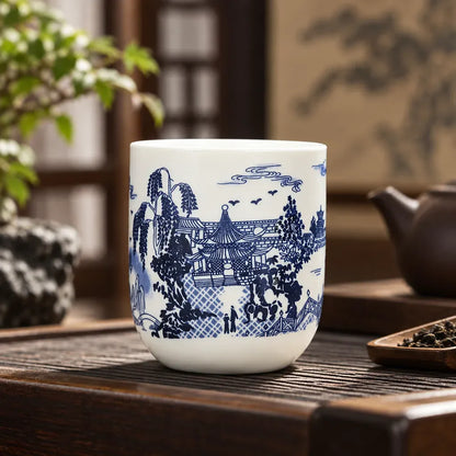 Théière Tasse à Thé Porcelaine Bleue – Motif Chinois Traditionnel