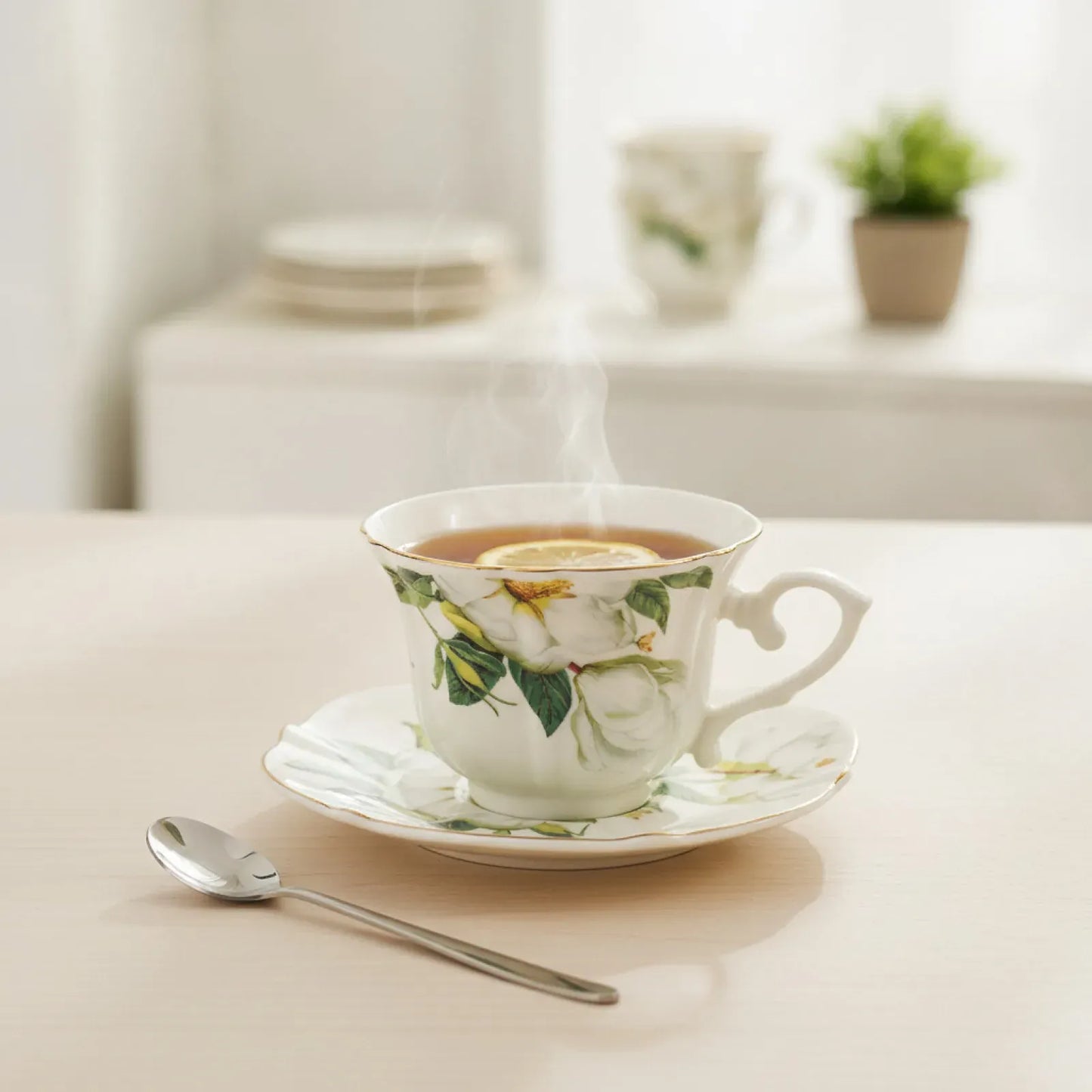 Théière Tasse en Porcelaine avec Soucoupe