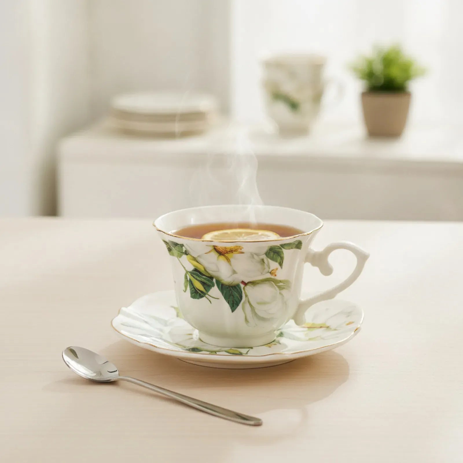 Théière Tasse en Porcelaine avec Soucoupe