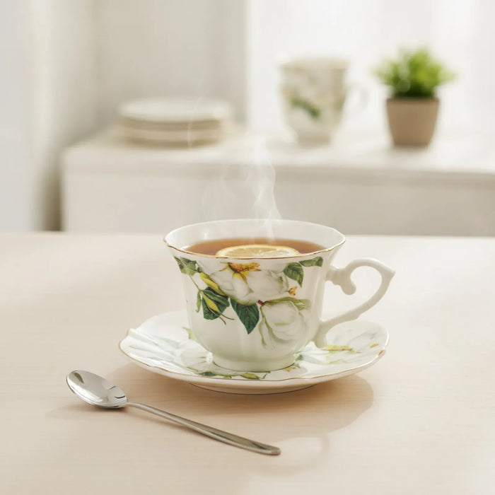 Théière Tasse en Porcelaine avec Soucoupe