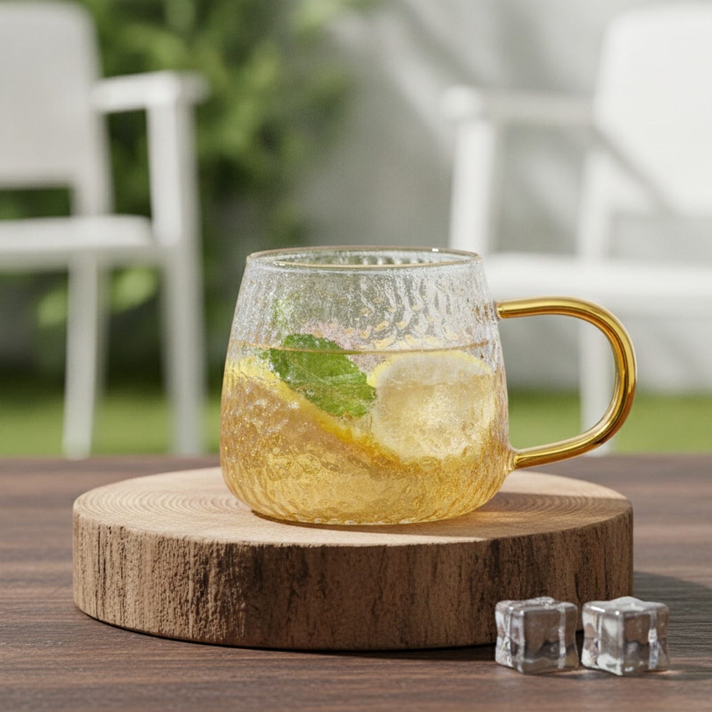 Théière Tasse en Verre Borosilicate Rayé 400ml