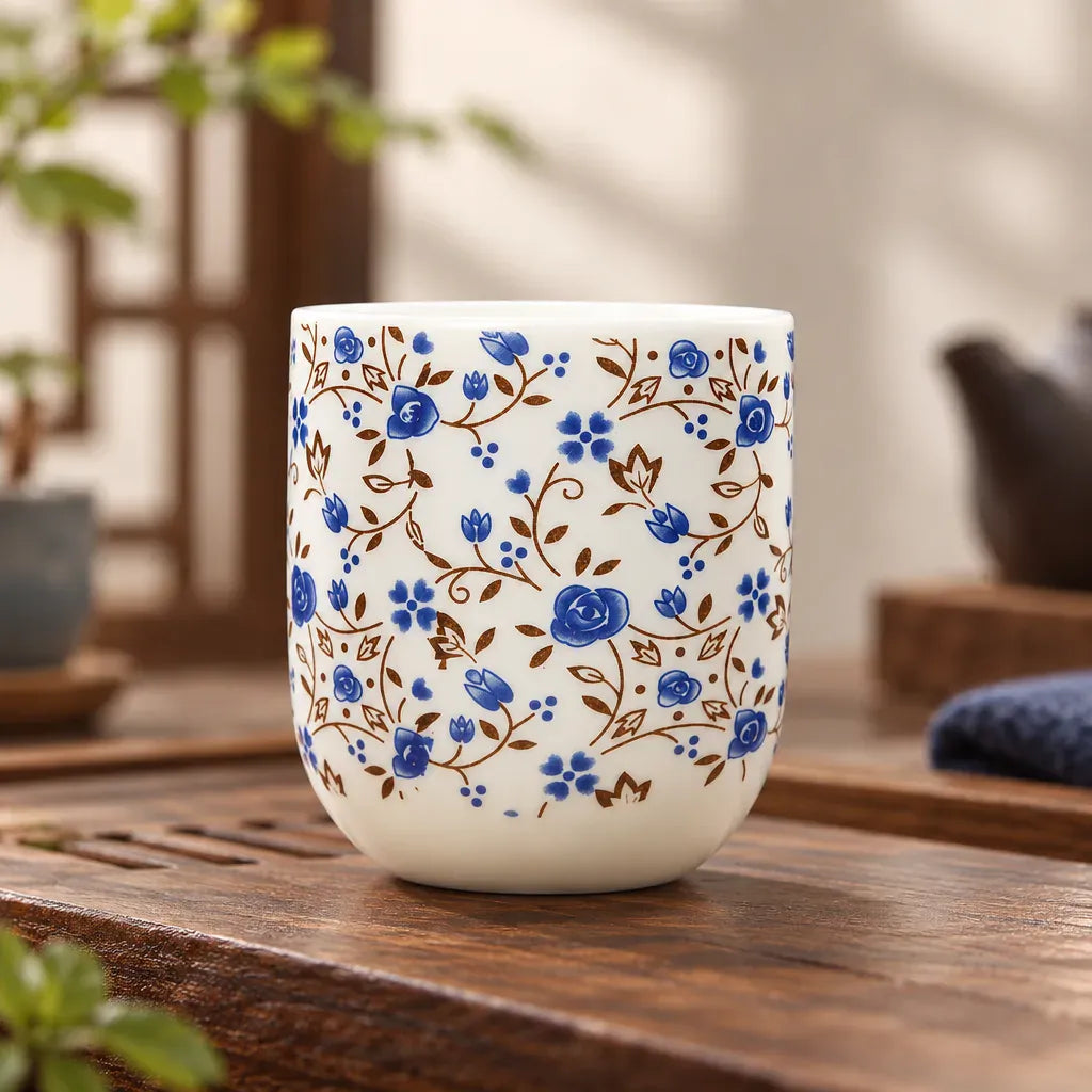 Théière Tasses à Thé en Porcelaine – Carreaux Bleus Style Azulejos