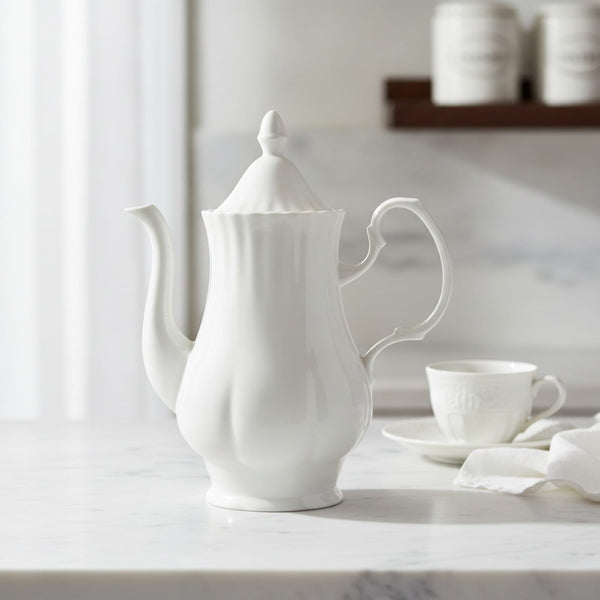 Théière Théière Anglaise Blanche en Porcelaine - Thé Classique et Raffiné